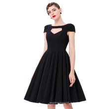 Belle Poque New Stock Preto Cor Cap Manga Aberto Festa Partido Picnic Vestido 50s Retro Vintage Summer Dress BP000189-1